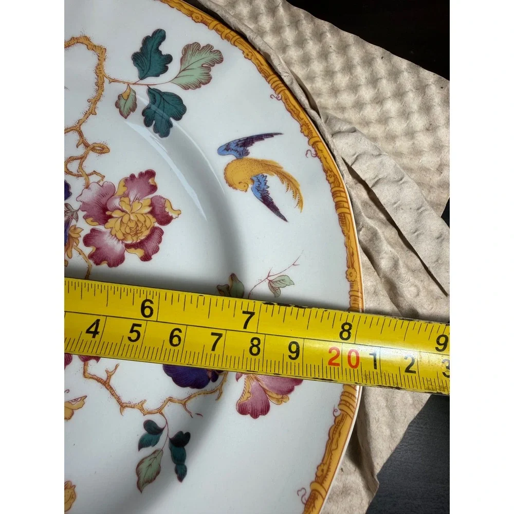 4 Wedgwood Devon Rose Floral Bird Chinoiserie Salad Plates Scalloped Border 8